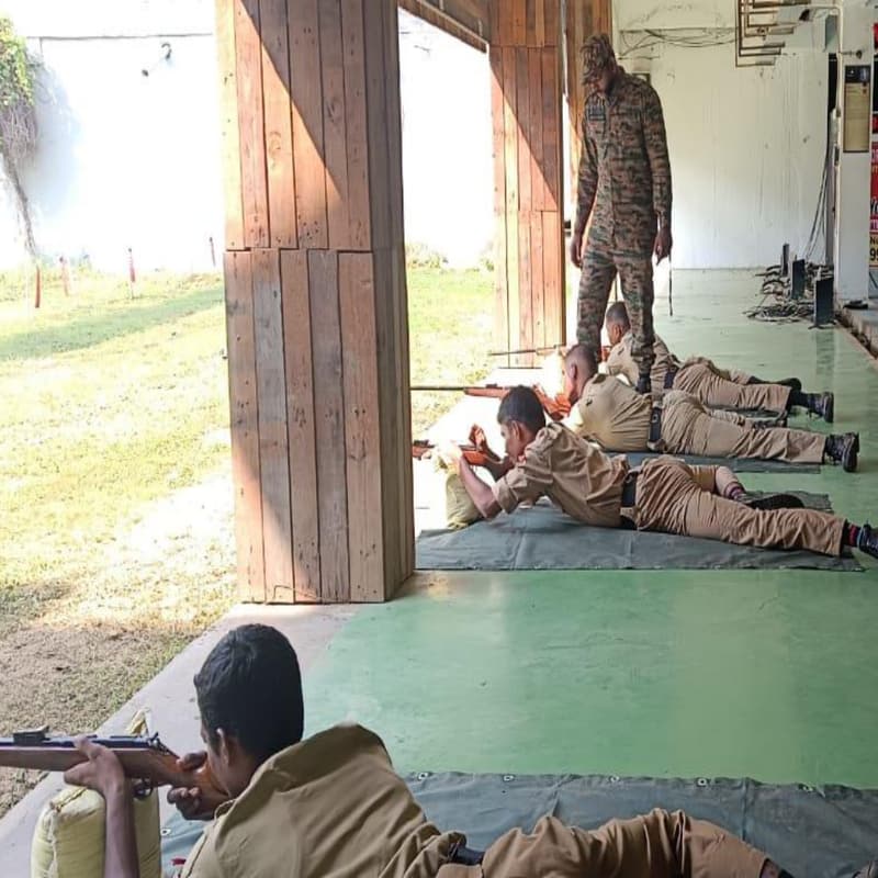 Cadets at firing practice, Cadet Academy, Trichy